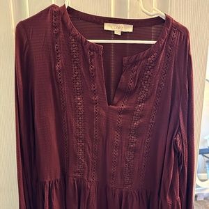 Loft maroon peplum blouse - size medium